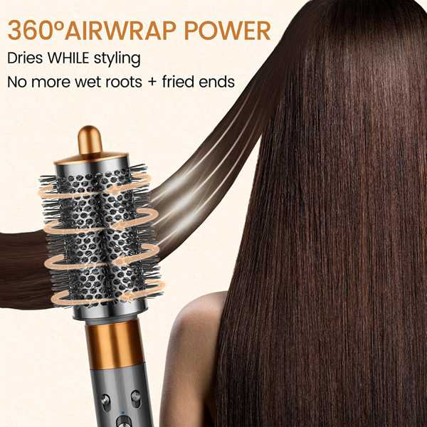 Hairdryer Attachment Set for Dyson Styling Tools - Includes Pre-Styling Paddle Brush & Round Volumising Barrel - Heat Resistant PA66 Material Hair Care Salon Handle