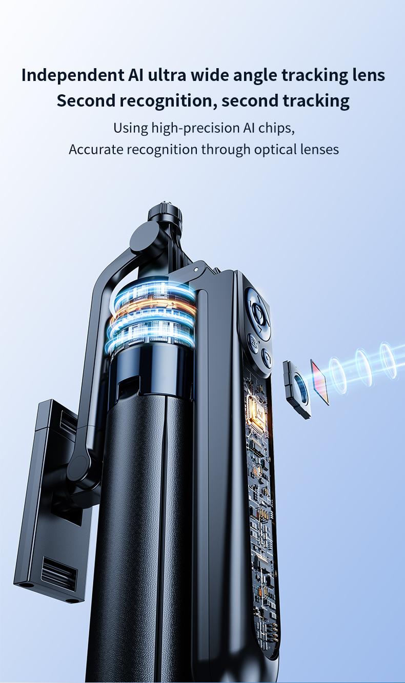 INFOJIFA Auto Face Tracking Tripod 360°  Rotatable Stainless Steel Stand with Remote & Gesture Control for iPhone Camera TikTok Vlog Streaming Video Selfie