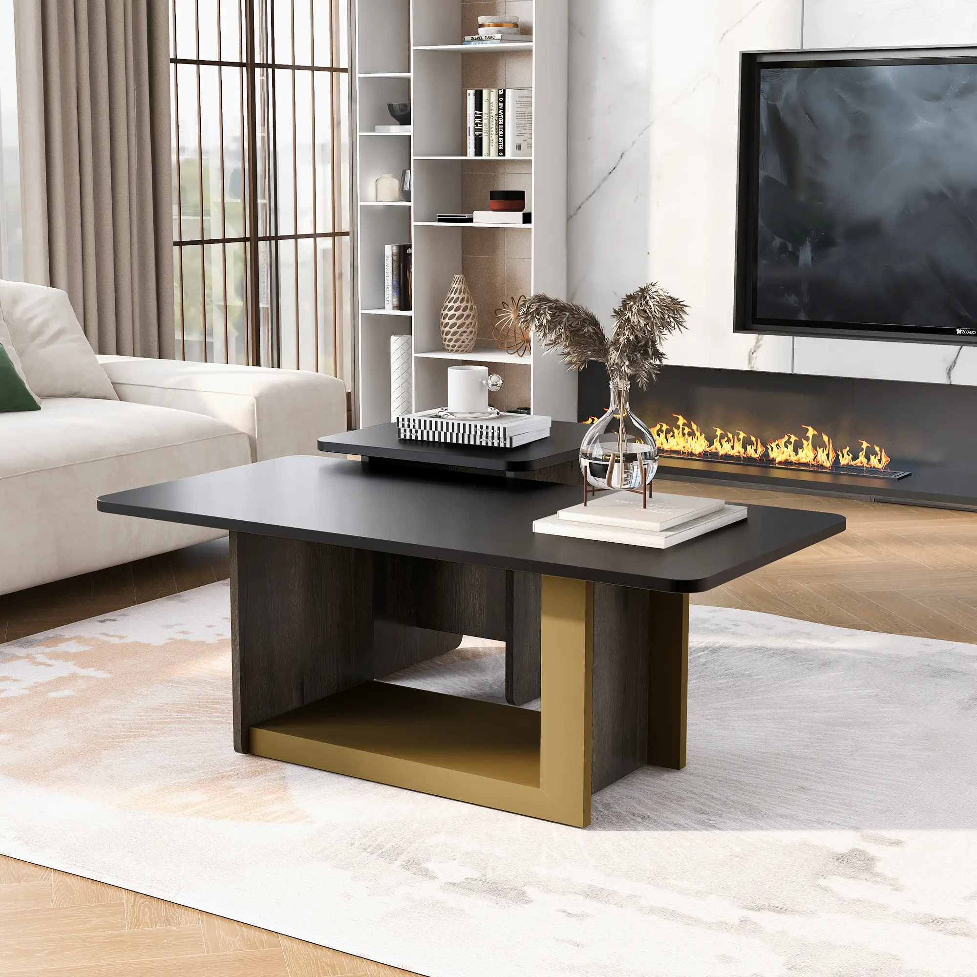 Luxury Coffee Table Set of 2, Modern Living Room Nesting Side Tables, Sofa Side Table, Contemporary End Table
