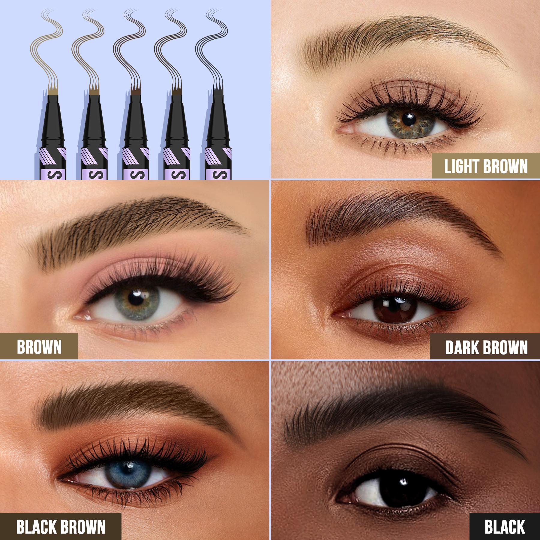 IMethod Curved Eyebrow Pen - Microblading Brow Pencil, Micro-Fork-Tip Applicator & Brow Pen 2-in-1 Dual-Ended Eyebrow Pencils for Women