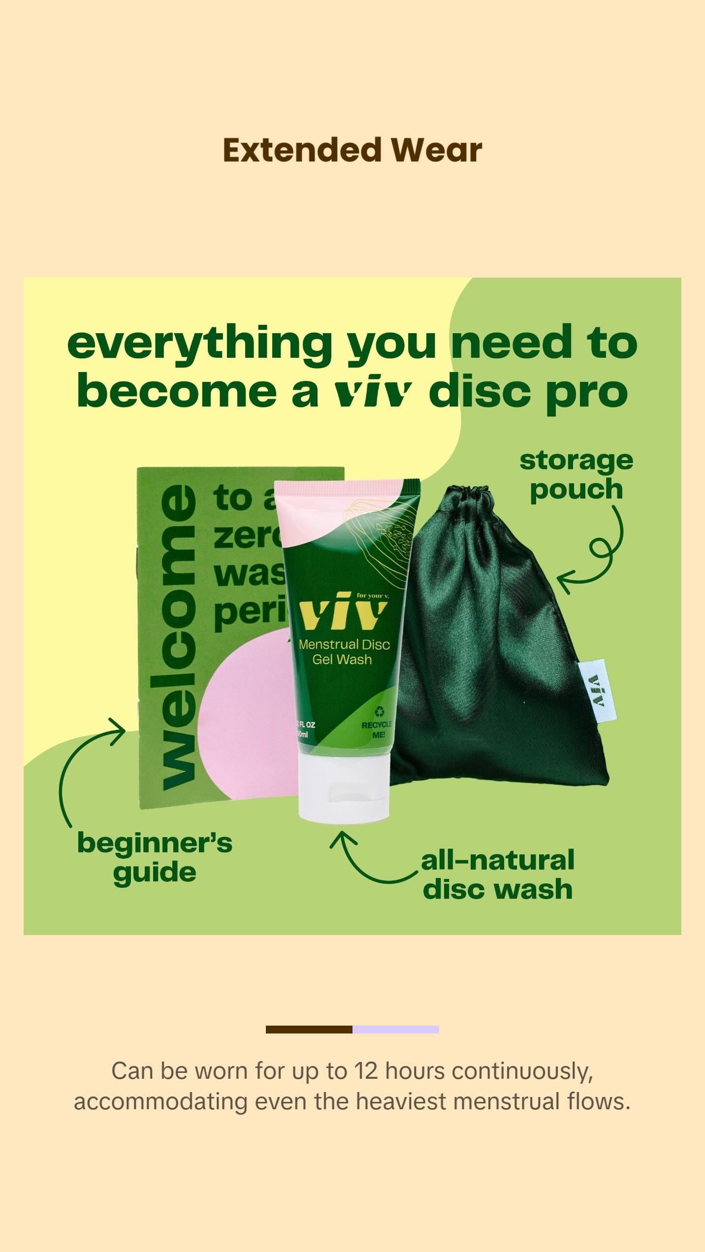 Viv Disc Perfect Fit Kit - Beginner Menstrual Disc Size Kit, Comfort Silicone Period Disc with Pull Tab, Disc Gel Cleanse and Storage Pouch