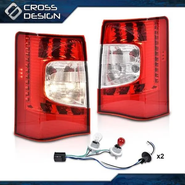 CROSSDESIGN Durable 1 Pair Tail Lights w/ Bulbs - Red LED Rear Lights, LED Backlights, Vehicle Specific Fit for 2011-2016 Chrysler Town & Country