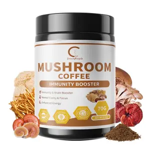 Greenpeople Mushroom Coffee Powder, Mushroom Supplement Powder, Mushroom Blend Complex for Focus & Memory,Brain, 2.5Oz(70g)