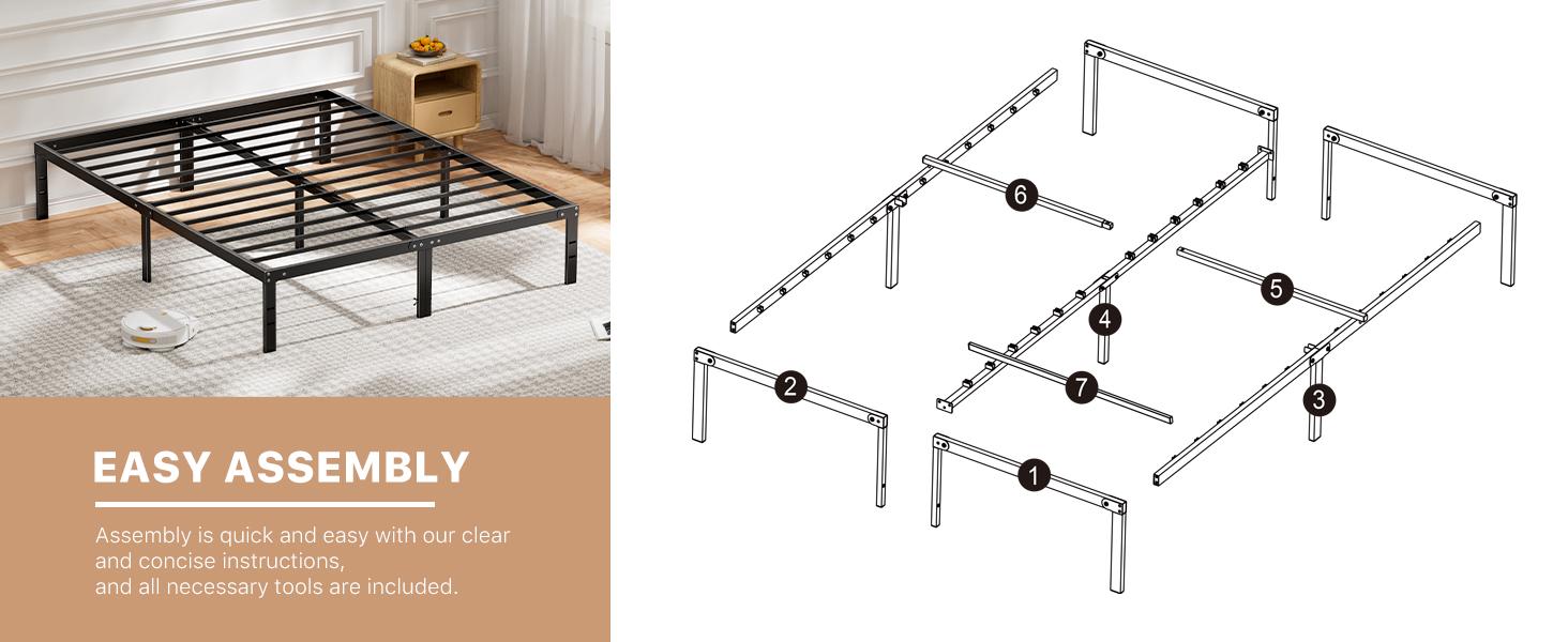 Queen Bed Frame - Heavy Duty Metal Platform Bed Frames Queen Size with Storage Space under Frame, 14inches Sturdy Queen