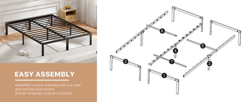 Queen Bed Frame - Heavy Duty Metal Platform Bed Frames Queen Size with Storage Space under Frame, 14inches Sturdy Queen