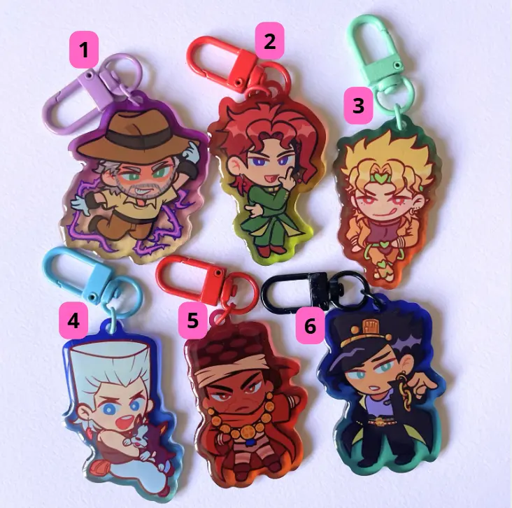 [#18 OPTIONS] Jojo's Adventure Keychain Acrylic Charms! Cute Keyring Accessory, Fun Charm For Backpack Or Purse | High Quality and Customer Favorite Items
