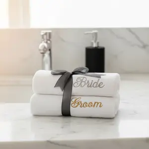Bride and Groom Monogrammed bath towels.