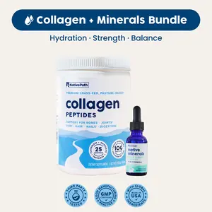 NativePath Collagen & Minerals Bundle - Grass-Fed Collagen Peptides + 7 Essential Trace Minerals from Great Salt Lake - Complete Bone, Joint & Cellular Health Support - Unflavored - 30 Servings
