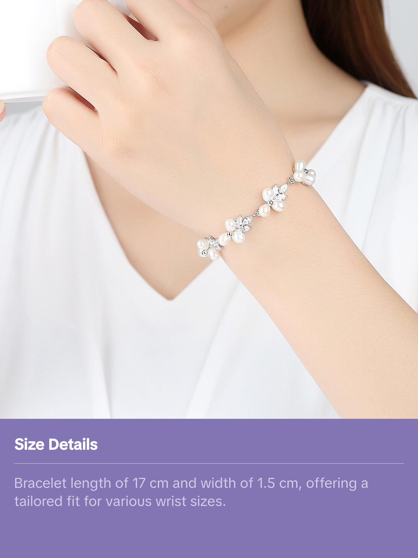 Real natural pearl bridal bracelet, Floral diamond csrytal pearl bracelet, Bridal bridesmaid wedding bracelets gift, Cluster pearl bracelet