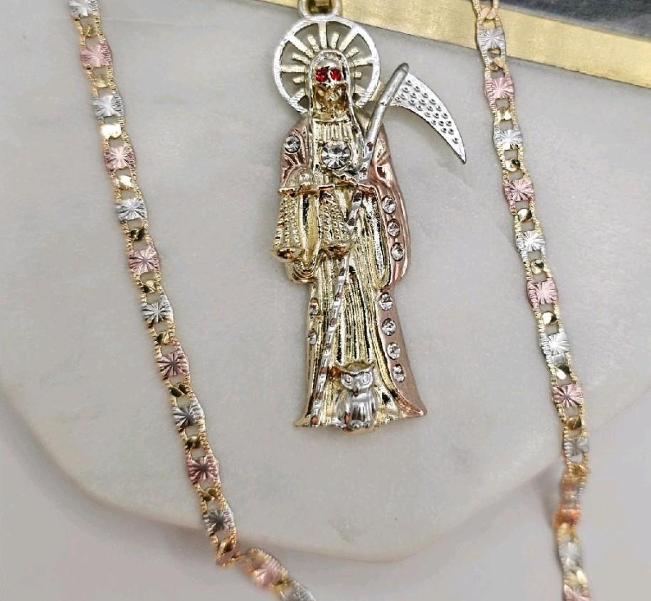 LA SANTA MUERTE beautiful necklace gold-plated three colors fashion style 20"inches short chain available LA SANTA MUERTE beautiful necklace gold-plated three colors fashion style 20"inches short chain available
