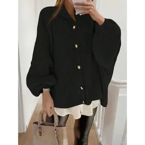 Women's autumn and winter knit sweater cardigan, soft, comfortable and warm, fashionable solid color knitwear, loose and comfortable, women's clothing, suitable for casual wear, business, vacation and graduation season.