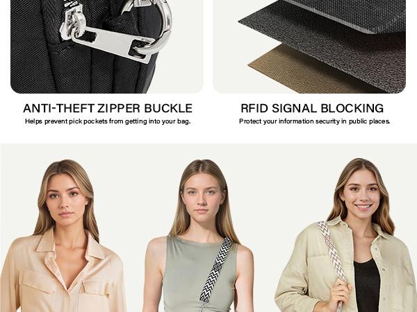 CLUCI TikTokShopSpringGlowUp Nylon Crossbody Bags for Women,Anti Theft Crossbody Bag,Convertible Belt Bag with Zipper Lock,RFID Blocking for Travel