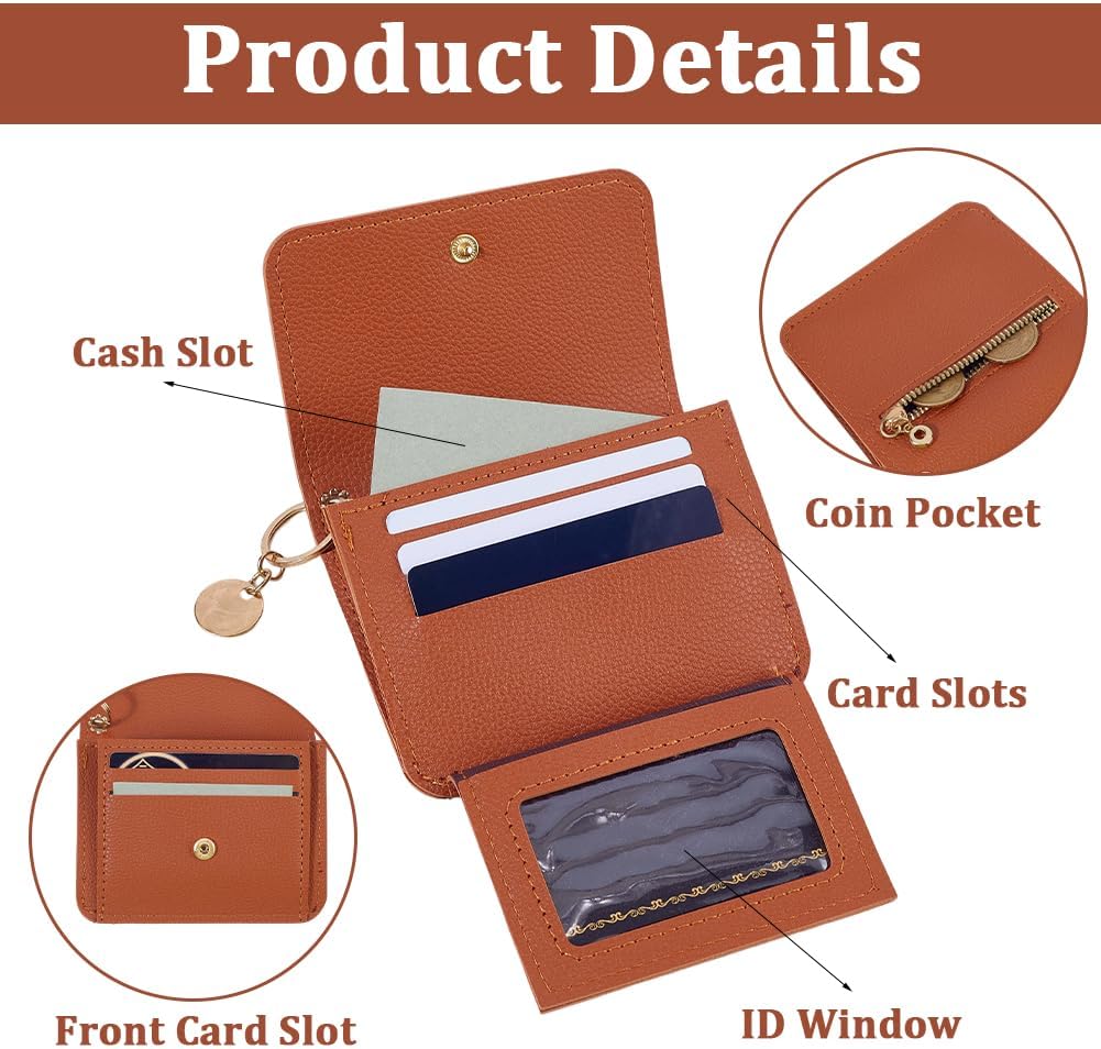 Lotosug Women Small Wallet RFID Blocking Slim Wallet with Coin Pocket Tri-Fold Credit Card Holder with ID Window and Keychain