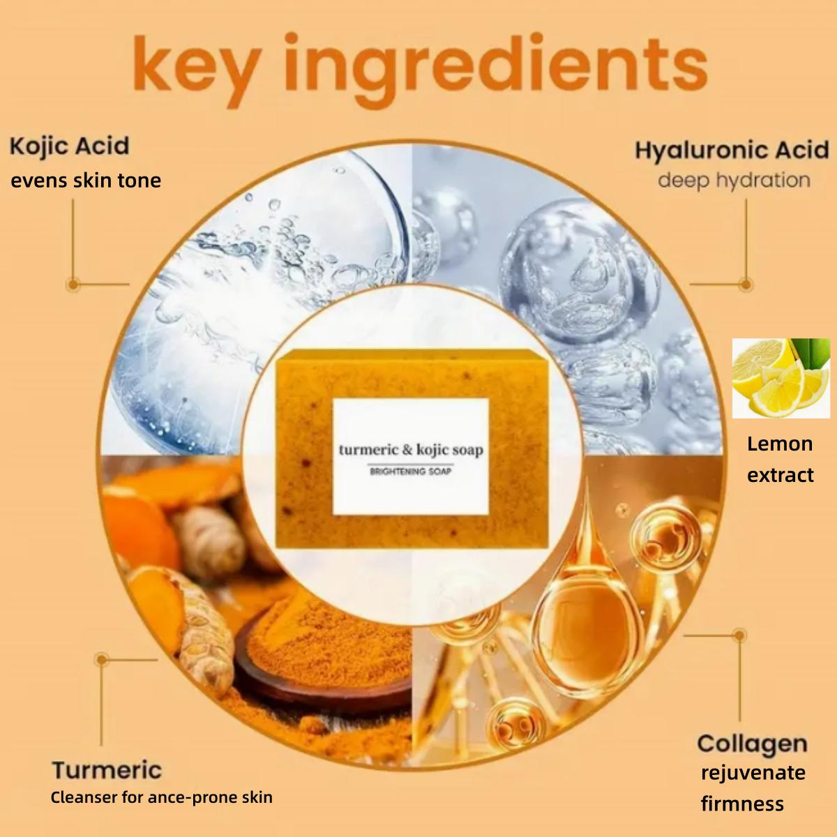 Lemon Turmeric Soap Bar, Moisturizing Soap For Face & Body, soap for Daily Cleansing and Exfoliating, Hydrating for All Skin Types