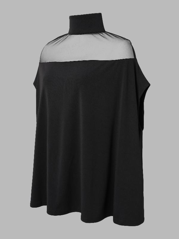 Women's Batwing Sleeves See-Through High-Neck Blouse – Minimalist, Casual Comfort for Everyday Wear casual long sleeve knit top The size is too big, it is recommended to order a smaller size