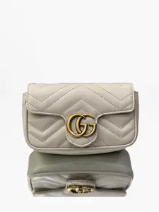 Pre-owned leather Shoulder Bags GUCCI GG Marmont Mini Light Grey Shoulder