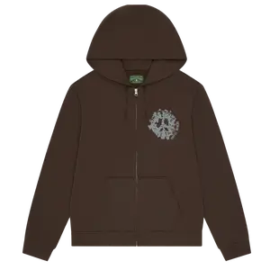 DENIM TEARS ZIP HOODIE 'UNIVERSITY BROWN'