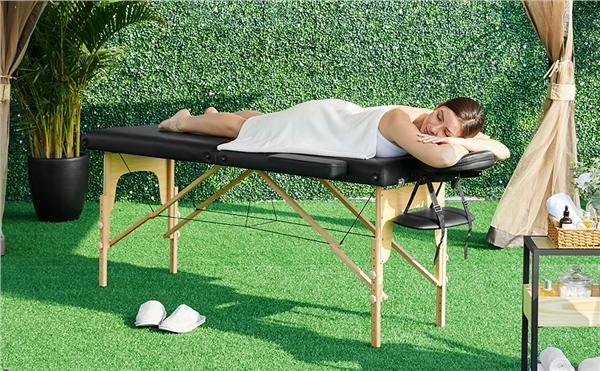 Yaheetech 32.3'' Width Adjustable Massage Bed with Headrest/Armrest/Hand Pallet, Foldable Spa Table Portable Salon Bed