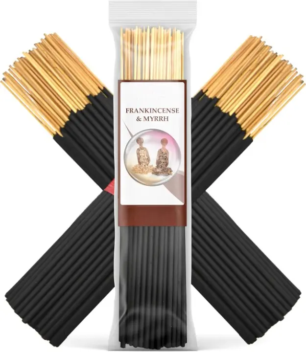Exotic Frankincense & Myrrh Incense Sticks 7 Inch, 1 Bulk Pack of 85-100 Sticks, 7 Inch Natural Long Lasting Scent Burns for 30-45 Minutes.