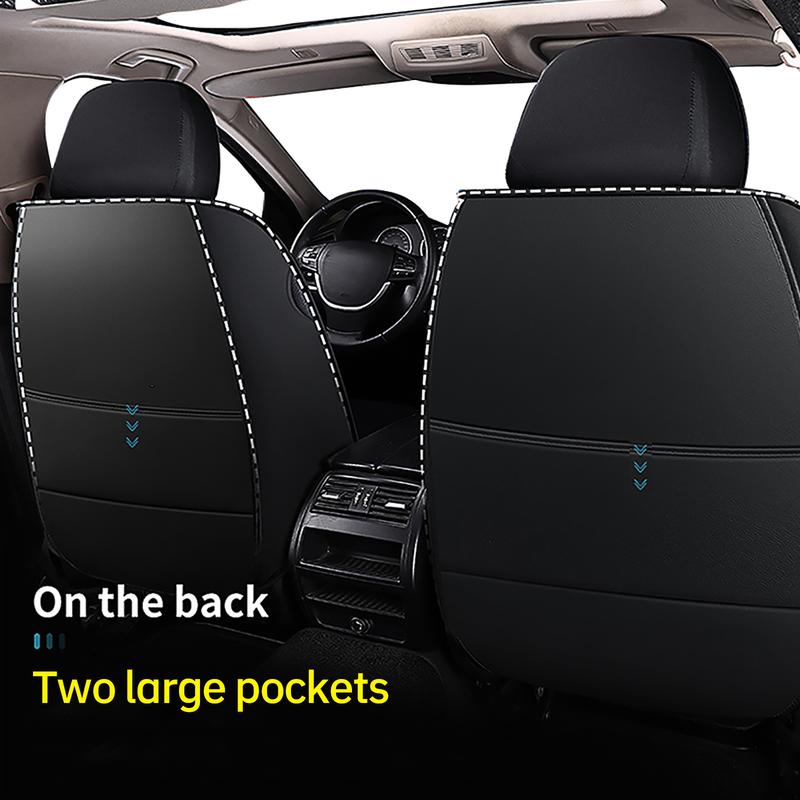 New Blue Five-Piece Set 2 Front 3 Rear Universal Car Seat Covers All-Season Full Leather Look Breathable Protector Changing Mat car  gifts katz kin _ leather