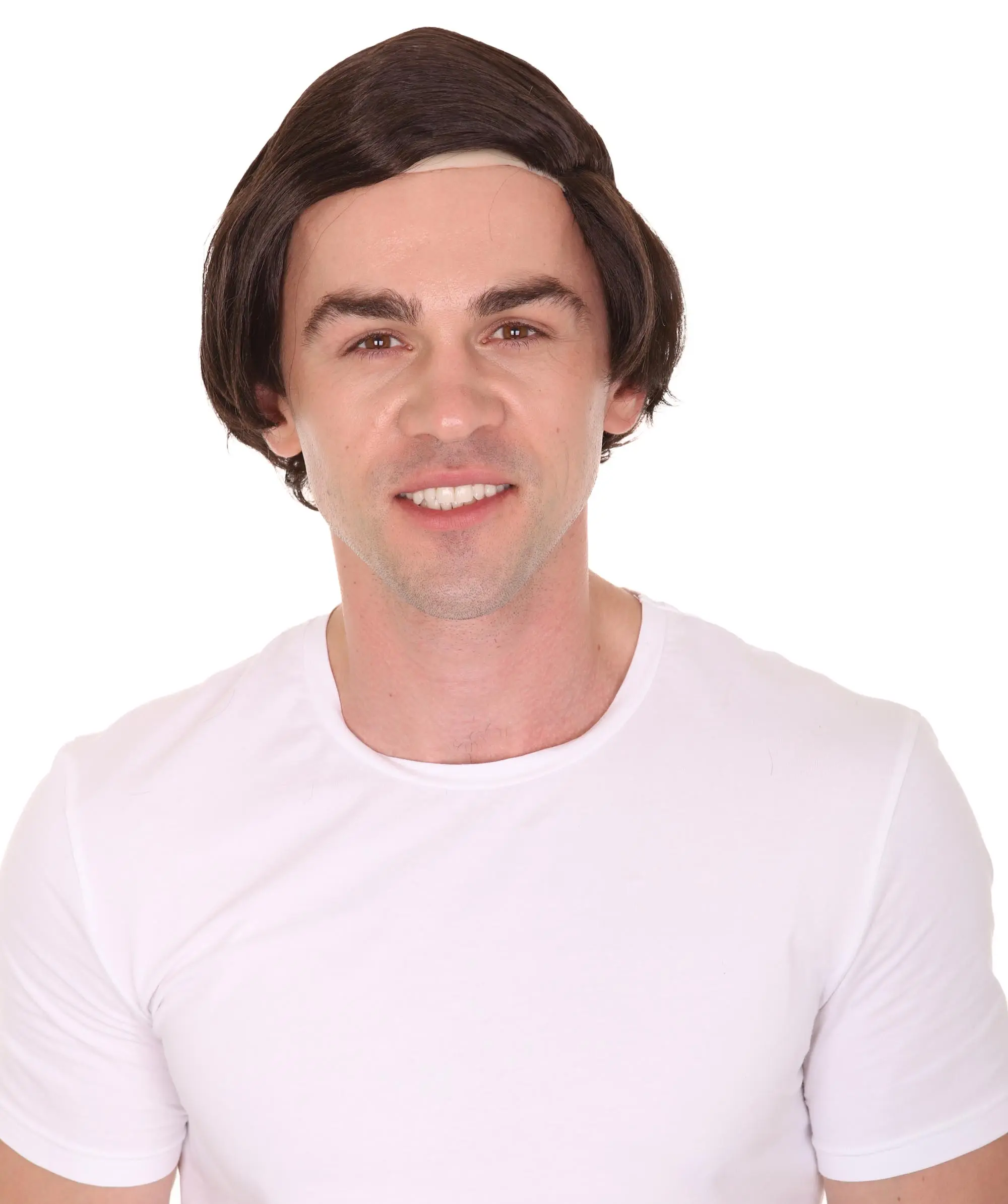 HPO Comb Over Bald Men Wig – Realistic Cosplay and Halloween Wig - Adjustable and Comfortable Design - Ideal for Costumes and Parties, Dark Brown