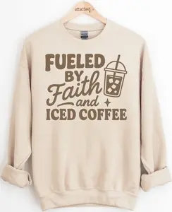 Faith & Iced Coffee Color On Color Graphic Top Faith & Iced Coffee Color On Color Graphic Top