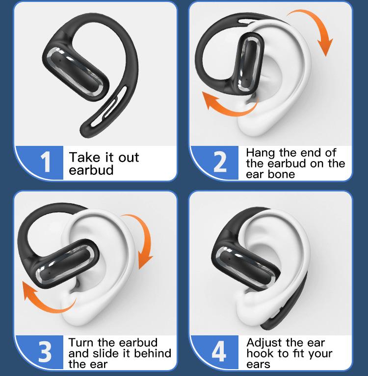 ZIHNIC S16 Open Earphones, Smart Touch-Screen Wireless Bluetooth Earphones, Screen Charging Box With LED Display, Waterproof ultra-long battery life, comfortable to wear, compatible with iPhone and Android, suitable for daily sports, study, office, etc.