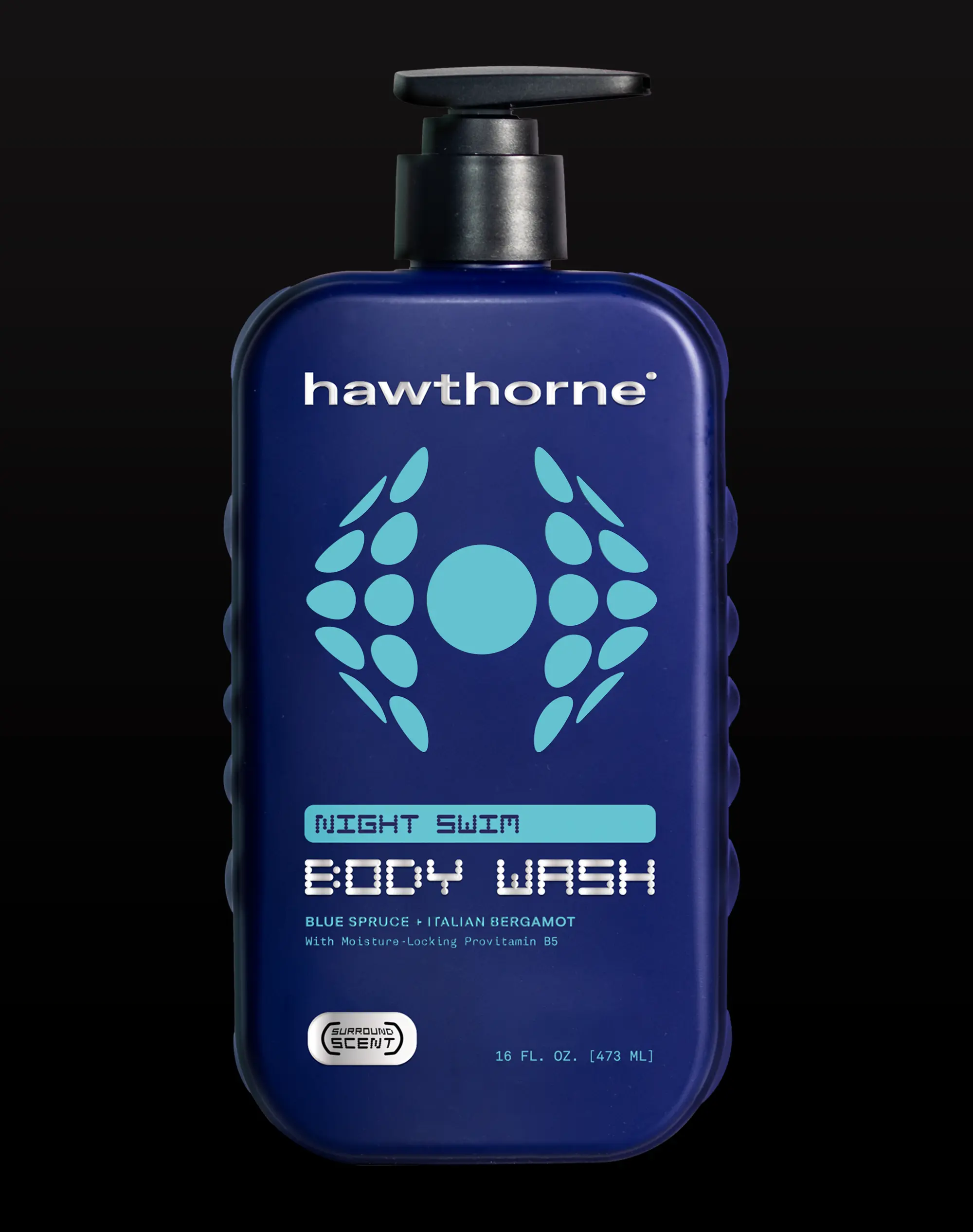 Hawthorne Night Swim Body Wash | 16 oz Cologne-Scented | Provitamin B5 Moisture | Sulfate Free | Deep Clean | Blue Spruce & Bergamot | Made in USA