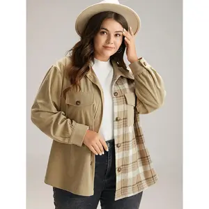 【Pocket Approved 】BLOOMCHIC Corduroy Plaid Patchwork Pocket Jacket 2026 Summer Vibes