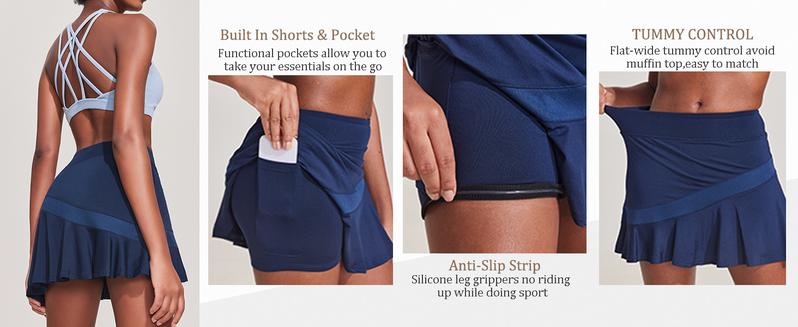 EKOUAER Women's Athletic Golf Skorts Lightweight Skirt Pleated with Pockets for Running Tennis Workout