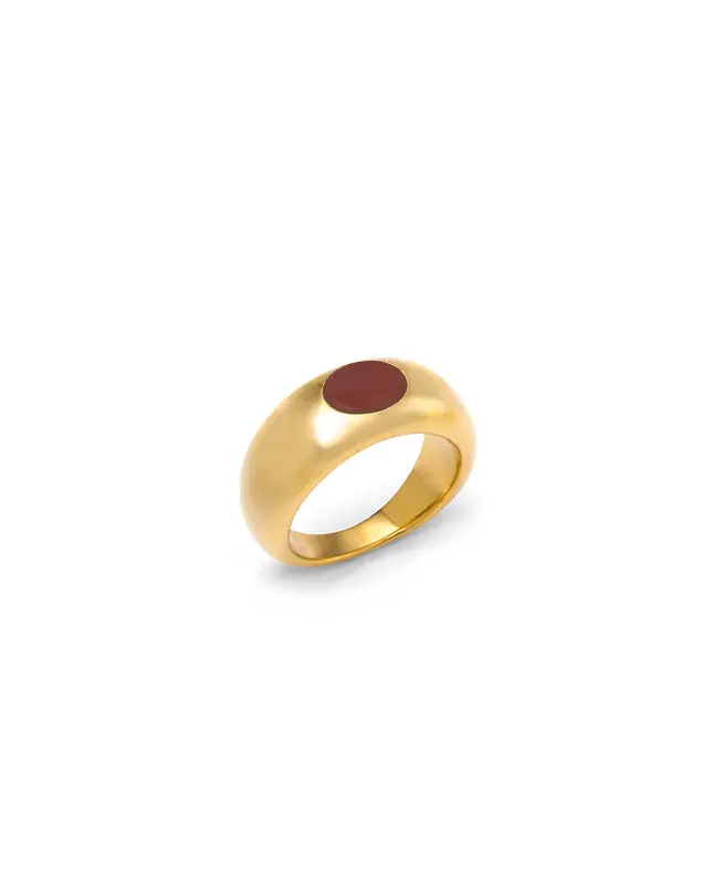 Solitaire Domed Ring - Red Jasper