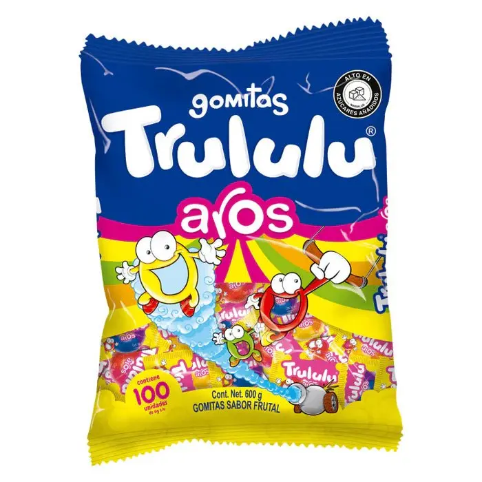 Trululu Aros Gummies – 100 Individually Wrapped Pieces (600g / 21.16 oz) – Fruity Ring-Shaped Gummy Candy – Imported from Colombia