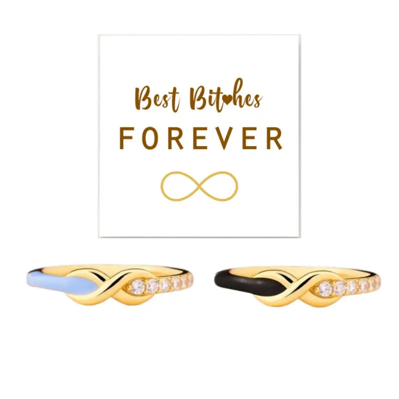 Best Friends Forever Matching Half Enamel Infinity Rings  Fade Resistant & Adjustable, Symbolizing an Unbreakable Bond of Friendship