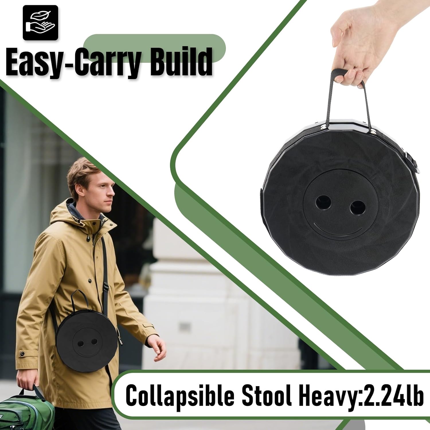 Retractable Folding Stool Upgraded,Portable Lightweight Collapsible Stool Telescoping Chair Seat  Campchair Adjustable Height with Load 400 lbs for Adult Camping Travel Fishing Outdoor Durable Sturdy & Further Reinforced