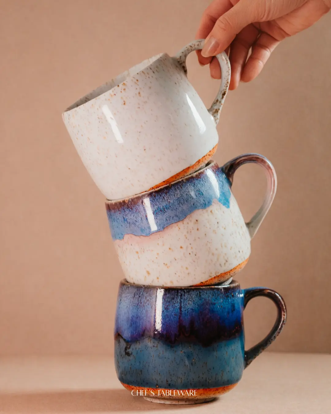 Handcrafted Ceramic Coffee Mug – Ocean Blue & Ivory Glaze