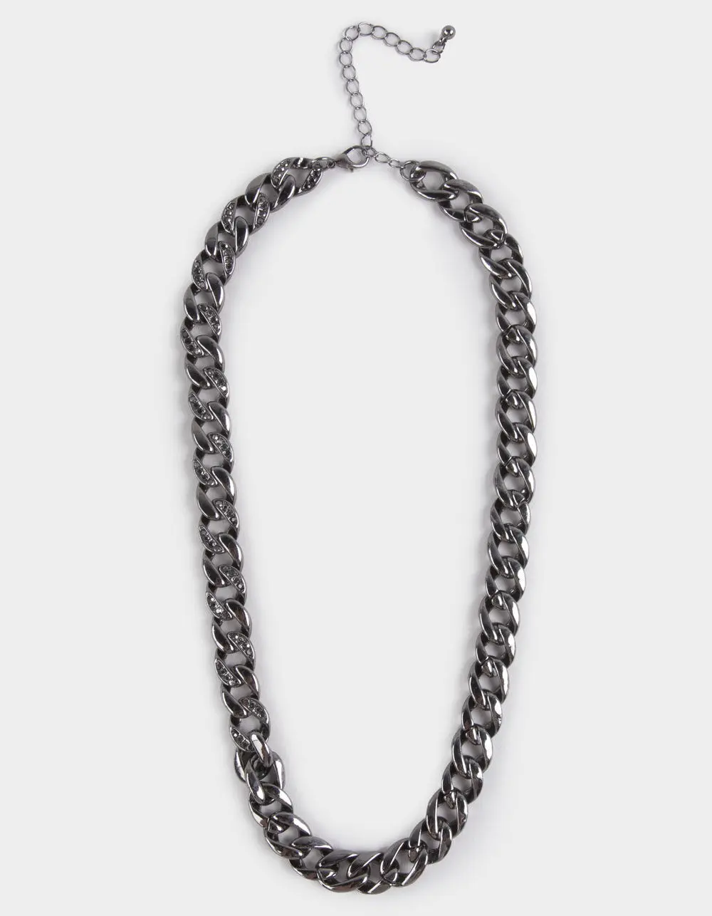 RSQ  Mens Rhinestone Cuban Link Chain Necklace, Black