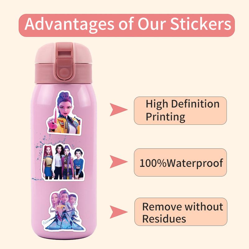 56PCS Demon Movie Hunters Stickers for Water Bottle Laptop, Korean Idol Cool Sticker Waterproof Vinyl Decal for Teen Kids Adult Skateboard Phone Guitar Travel Case Bike Party Decor