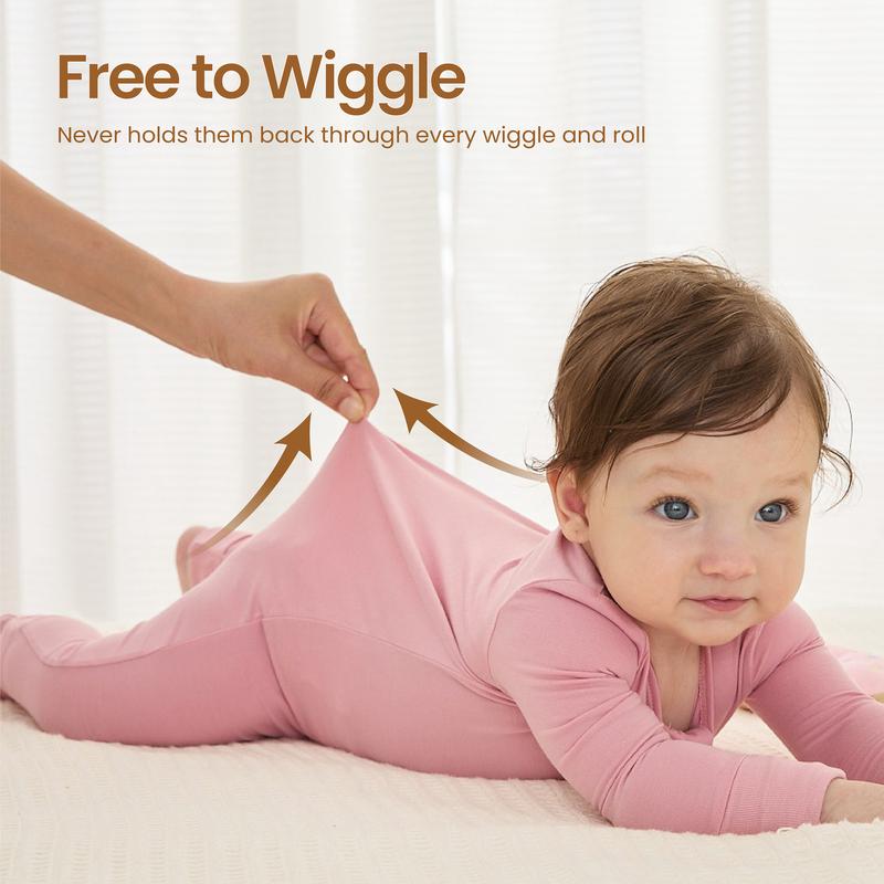 PATPAT Baby Pajama with Bamboo Viscose, Footie Jumpsuit Romper with 2-Way Zipper for Baby Boy Girl Toddler Sleeper Sleepwear