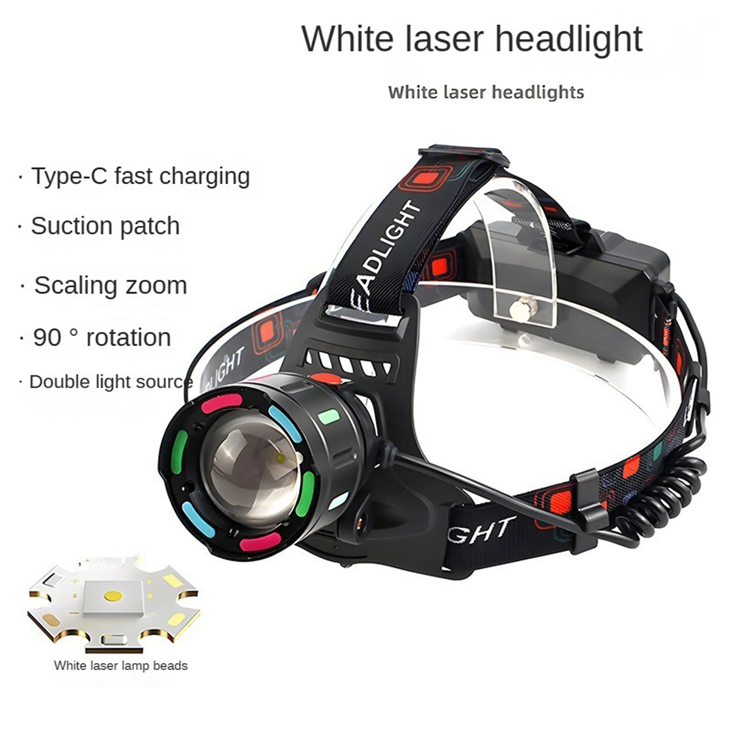 Rechargeable LED Headlamp, Waterproof Aluminum Alloy Flash Light with Zoomable Beam and Adjustable Headband, Outdoor Camping Gadgets for Men, Tools And Gadgets, Cool Gadgets
