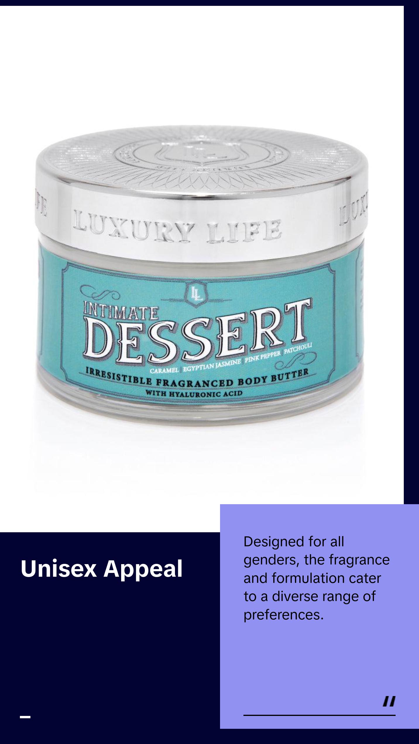 Intimate Dessert Fragranced Body Butter with Hyaluronic Acid for Hydrating and Body Care