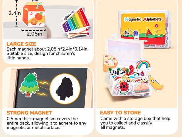 JoyCat Fridge Magnets, 26 Cute Objects & Uppercase Letters, Large Refrigerator ABC Alphabet Magnets Set for Kids, Preschool Learning Spelling Alphabet Gift Toys JoyCat Fridge Magnets, 26 Cute Objects & Uppercase Letters, Large Refrigerator ABC Alphabet Magnets Set for Kids, Preschool Learning Spelling Alphabet Gift Toys