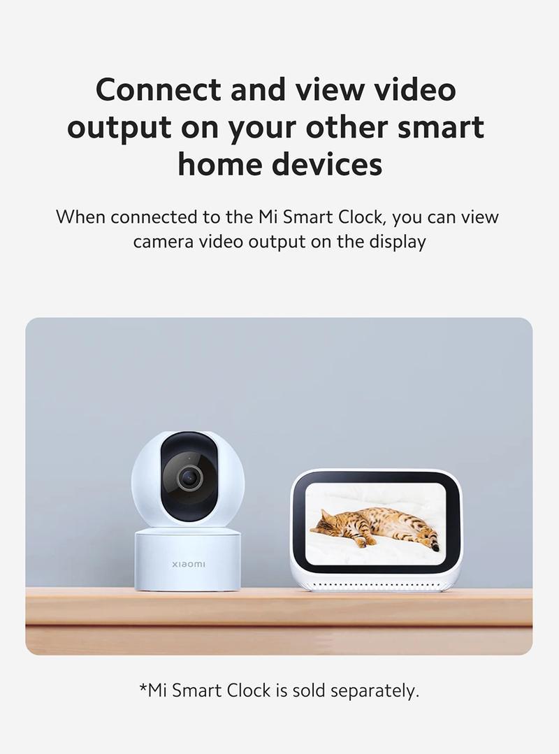 Xiaomi Smart Camera C200, 360° Vision, AI Human Detection, Clear and Crisp Video, Enhanced Night Vision, Full Encryption for Privacy Protection, Smart Voice Control, Fast Forward Playback Speed, White Safety Card Device Micro Sd Plug