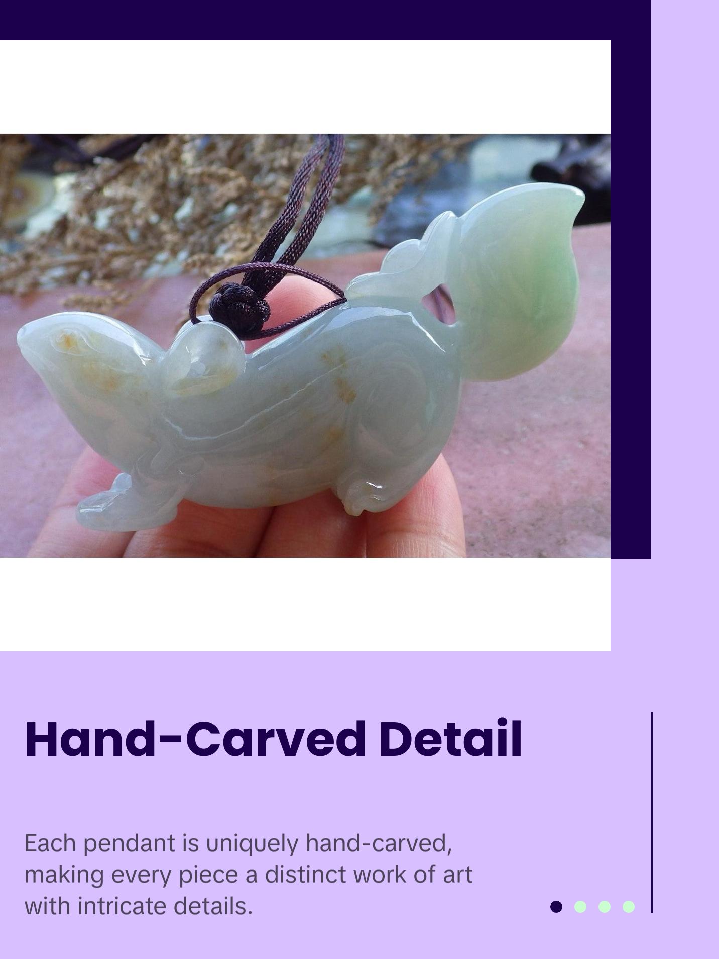 Certified Hand Carved Green Red Natural Burma A Jade Jadeite Suirrel Pendant Necklace