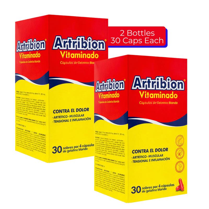 2 Pack Viral - Artribion Vitaminado 30 Capsules Each - Healthcare Vitamins - Gelatina Blanda Contra el Dolor - Musculo Tensional Inflamacion