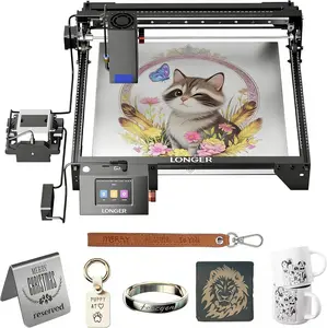 Longer RAY5 New Upgrade Laser Engraver, Laser Cutter 40W Output Power, Engraving Speed Up to 24,000 mm/min, 3.5” Color Touch Screen, App Offline Control, DIY Engraver Tool for Metal/Glass/Wood