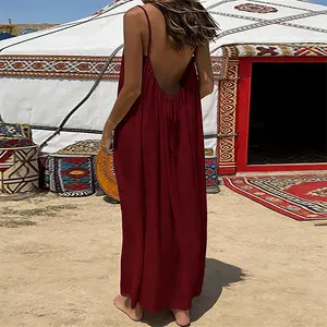 Must-Have Summer Solid Color Cami Dress for Women Casual Sleeveless Dress Soft Comfy Fabric Fashion Ladies Wear Perfect for Beach Trips Vacation Holiday Outdoor Daily and Casual Style