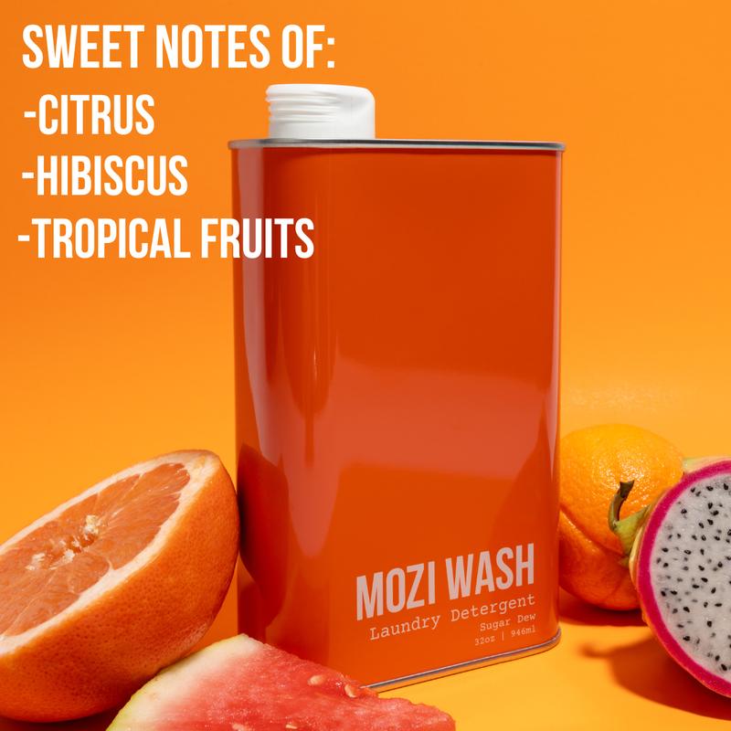 Mozi Wash Laundry Detergent 1 Pack  - World's Best Smelling - Plant Based Household Scented Cleaning Display Worthy Eco Friendly Tins Non Toxic Formula Cozy Cashmere Sugar Dew Desert Poppy Alpine Woods Central Coast  Vanilla Moon Infinitely Recyclable