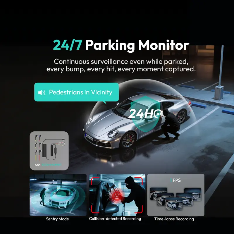 Dash cam night monitoring