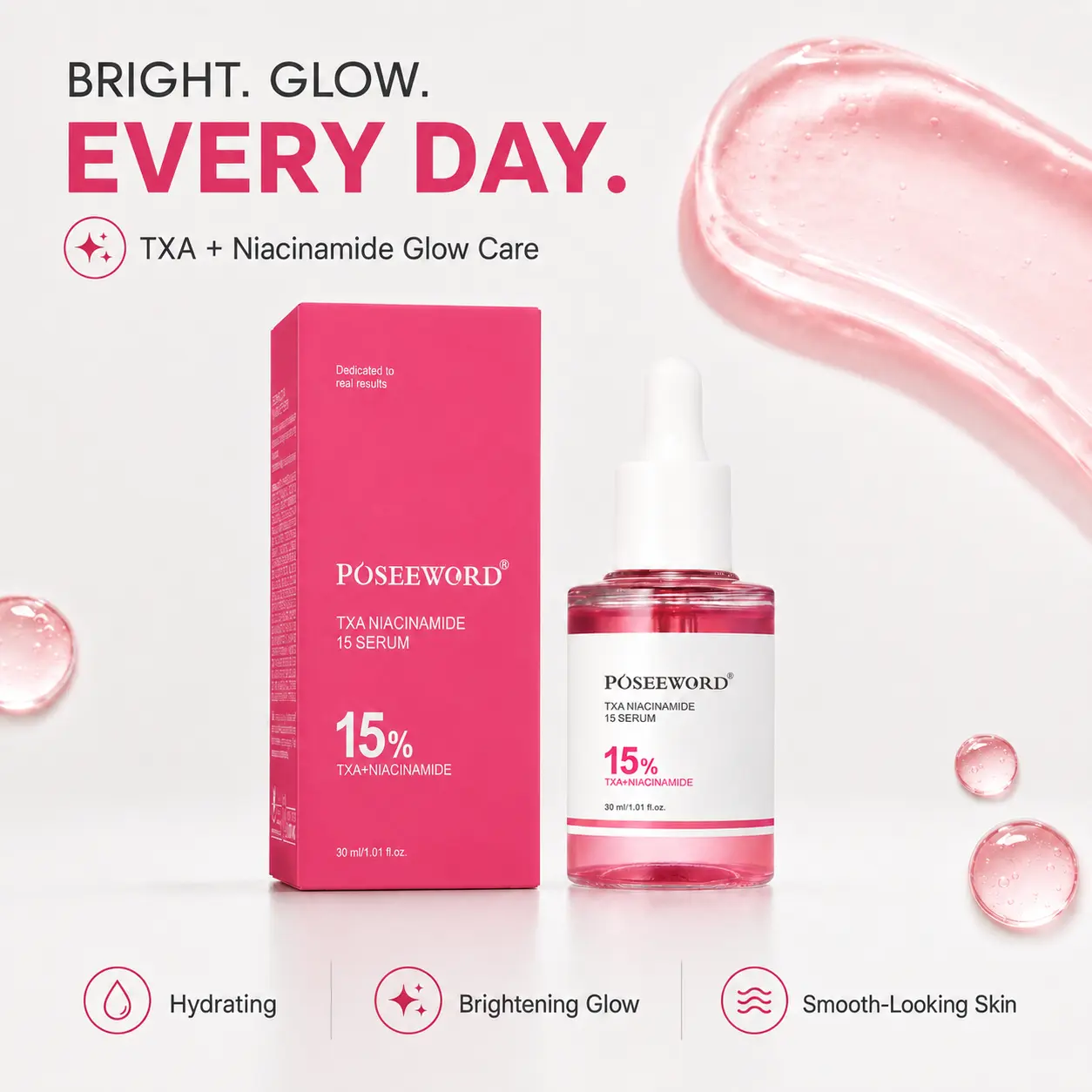 15% TXA Niacinamide Serum, 5% Tranexamic Acid + 10% Niacinamide Face Serum for Brightening Glow, Dark Spot Care, Uneven Skin Tone, Hydrating Lightweight Korean Skincare for Smooth-Looking Radiant Skin