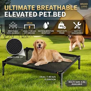 Elevated Dog Bed for Large Dogs, Cooling Pet Cot with Breathable Mesh & Durable Frame, Easy to Clean Raised Pet Mats for Indoor & Outdoor Home (XL)